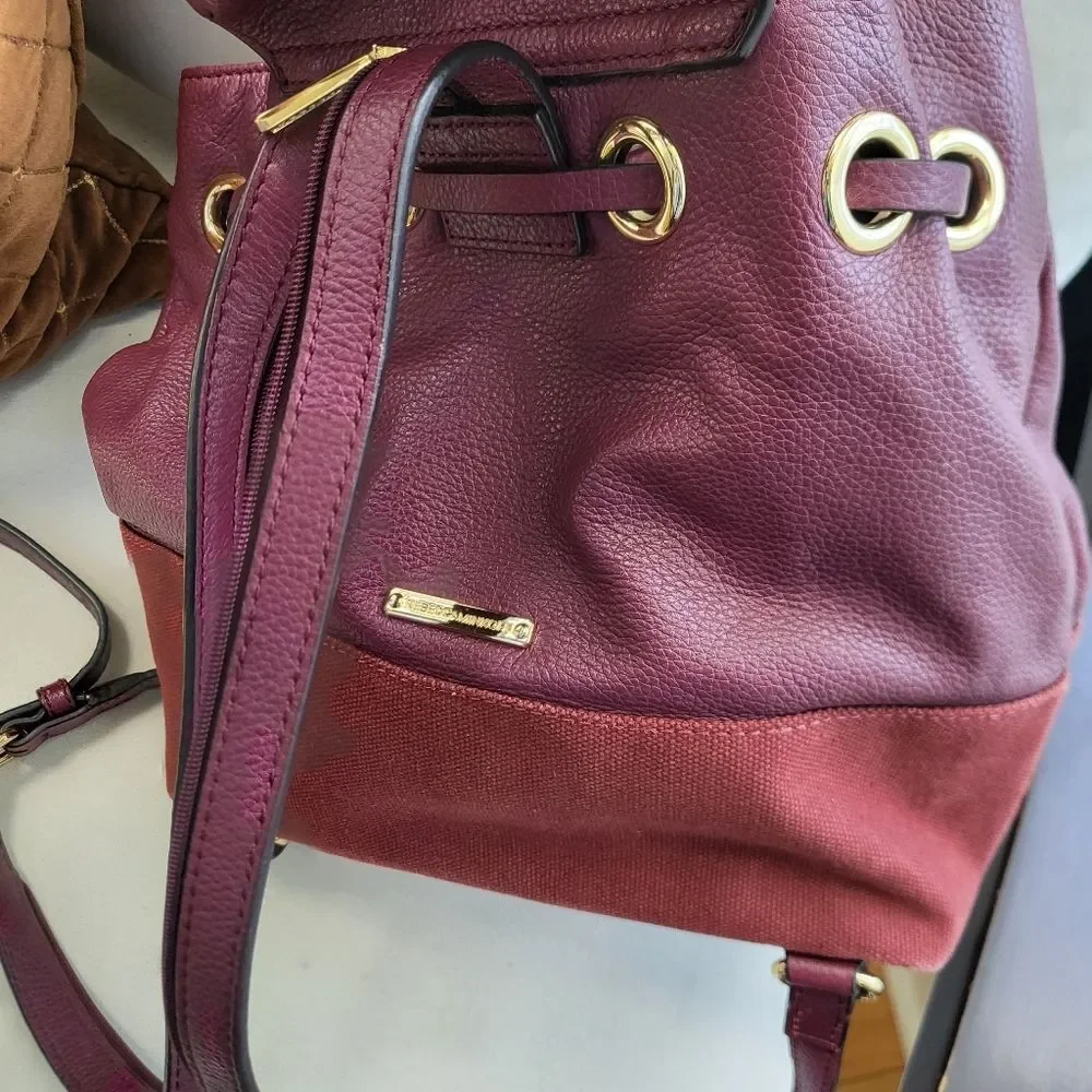 Rebecca Minkoff Mansfield Burgundy Leather Brit Brass Convertible Backpack Purse